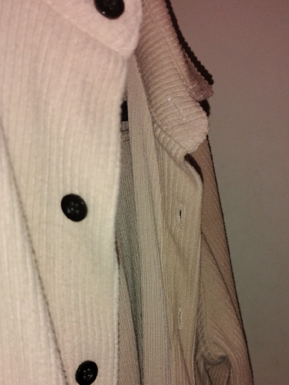 Cream Ribbed Button-Up Shirt Jacket - Picture 4 of 4